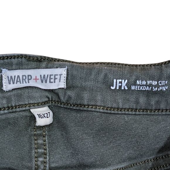 Women's Warp & Weft JFK NYC Weekday Skinny IVY Green Ankle Zipper Size 16x27 - Picture 3 of 7